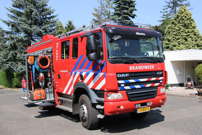 Rieten mand vat vlam in sauna