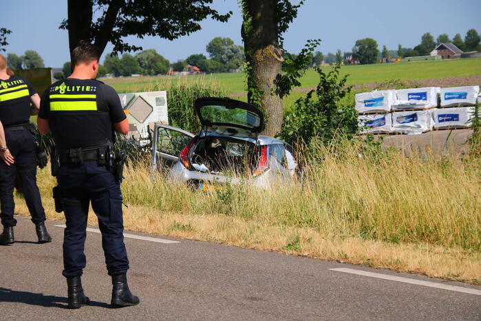 Automobilist frontaal in botsing met boom