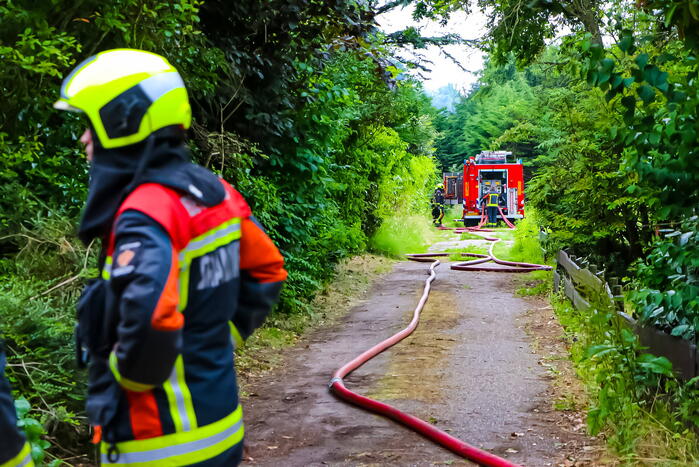 Stapel hout afgebrand