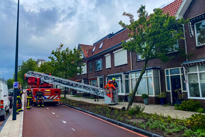Boom valt om tegen woning door zomerstorm