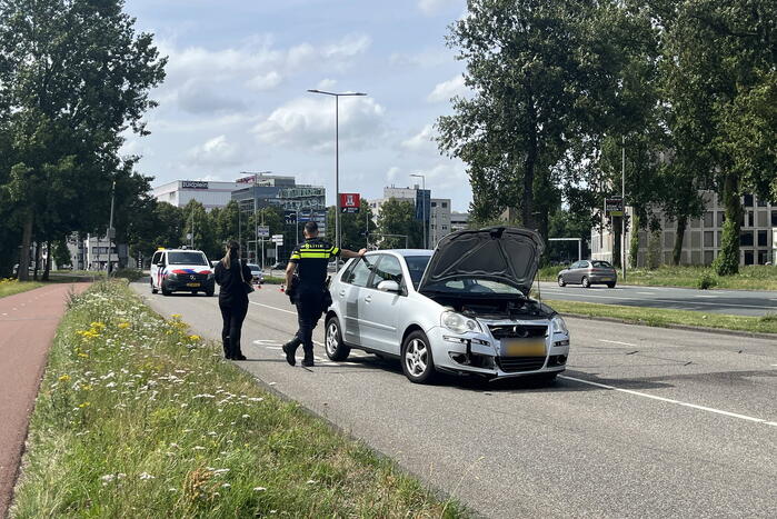 Automobilist raakt van de weg en ramt verkeersbord