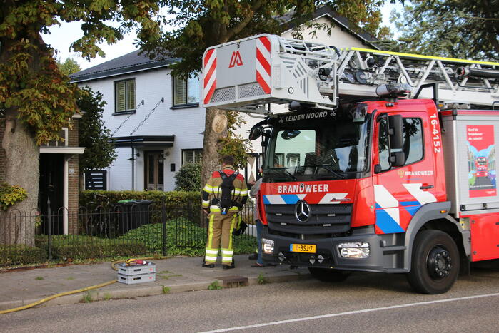 Brand tussen de muur van woningen