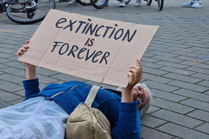 Demonstratie Extinction Rebellion voor het gemeentehuis