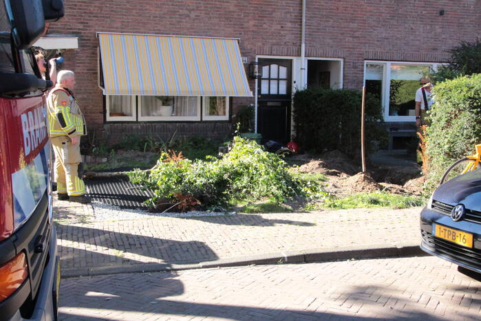 Gasleiding geraakt tijdens weghalen van boom