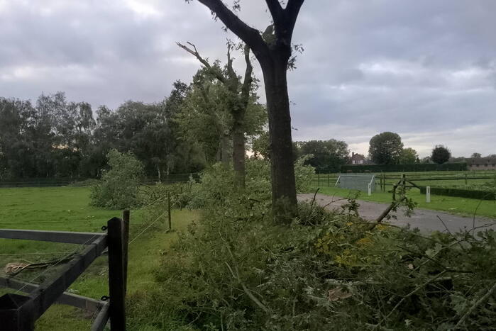 Woning zwaar beschadigd door rondvliegende takken