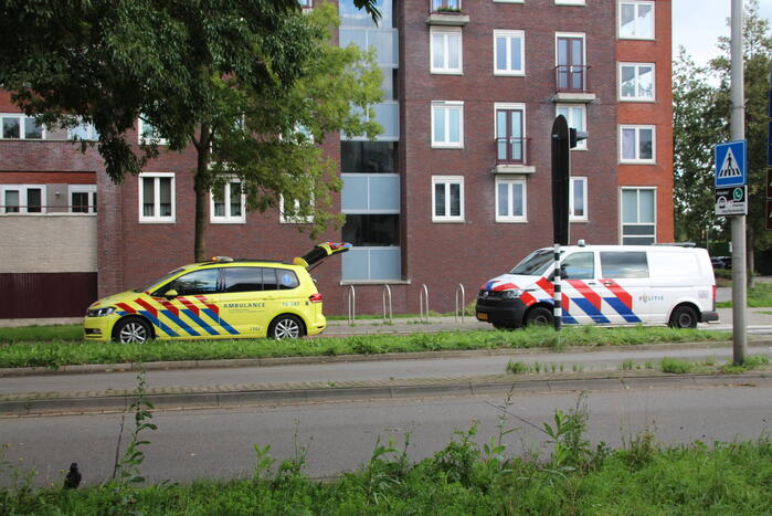 Man en kind ten val met fiets