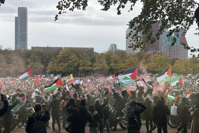 Grote opkomst pro-palestina demonstratie op het Malieveld