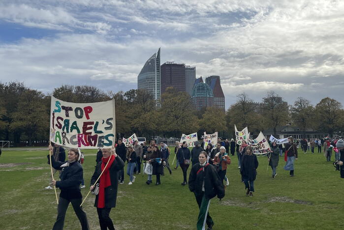 Grote opkomst pro-palestina demonstratie op het Malieveld