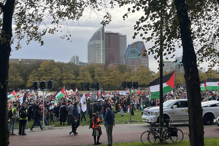 Grote opkomst pro-palestina demonstratie op het Malieveld