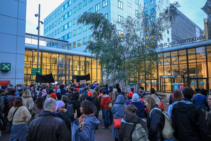Pro-Palestina demonstratie bij universiteit