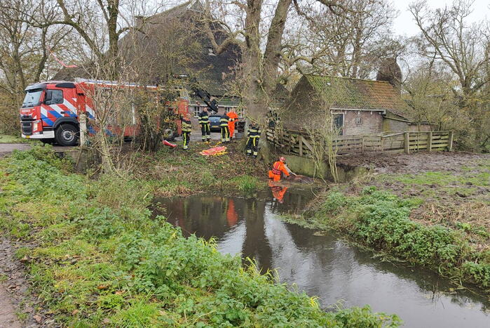 Paard uit het water gered met kraan
