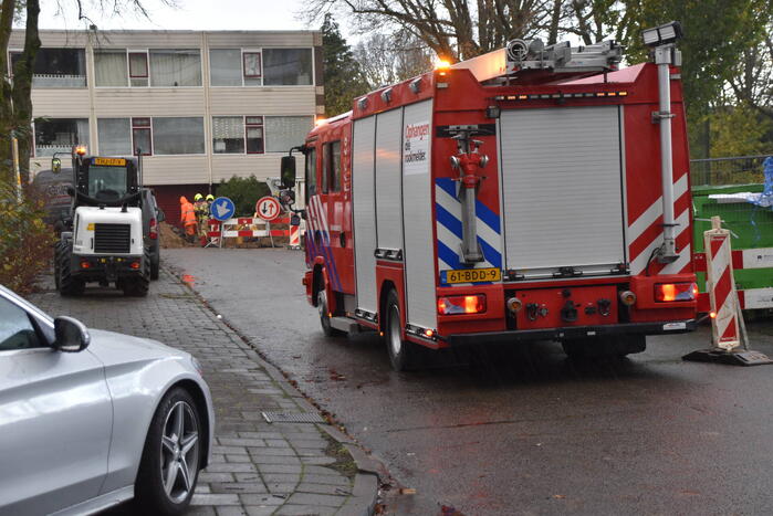 Gasleiding geraakt bij graafwerkzaamheden