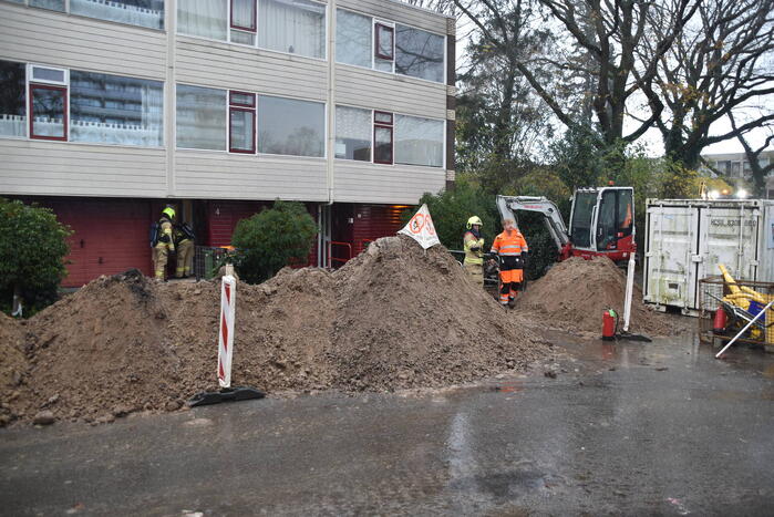 Gasleiding geraakt bij graafwerkzaamheden