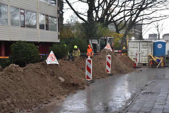 Gasleiding geraakt bij graafwerkzaamheden