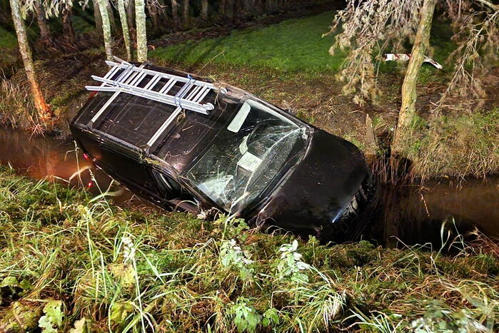 Bestuurder van bestelbus belandt in sloot