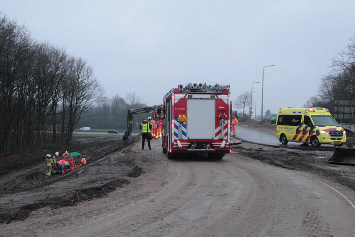 Persoon gevallen bij wegwerkzaamheden