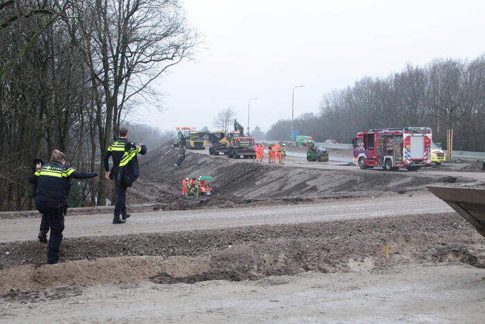 Persoon gevallen bij wegwerkzaamheden
