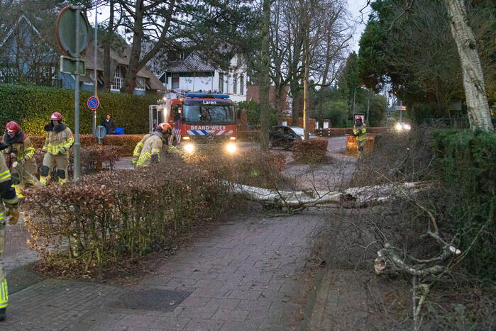 Weg afgesloten door omgevallen boom