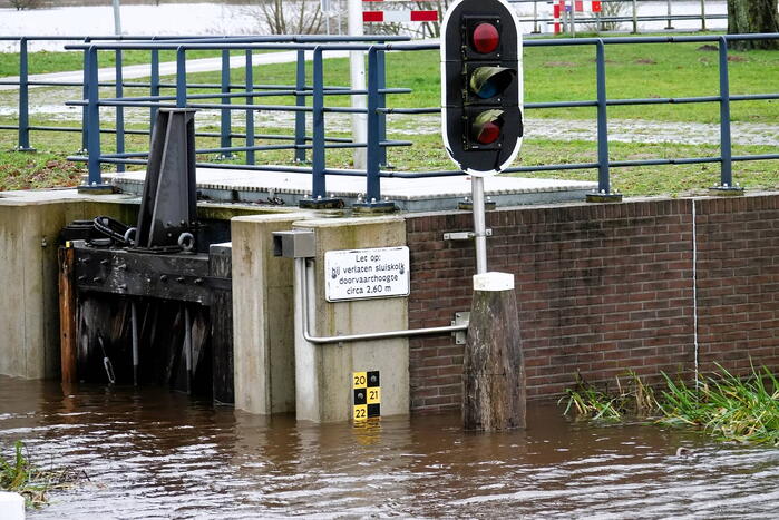 Hoogwater zet uiterwaarden van de Vecht onder water