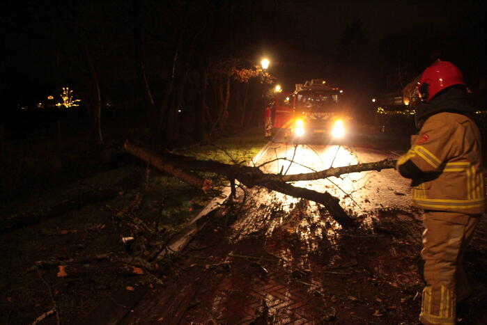 Boom valt op weg door harde wind