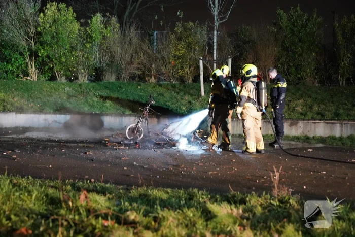 Bromfiets en kerstbomen in brand gestoken