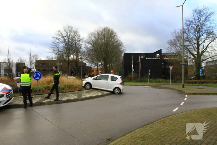 Automobilist belandt op rotonde
