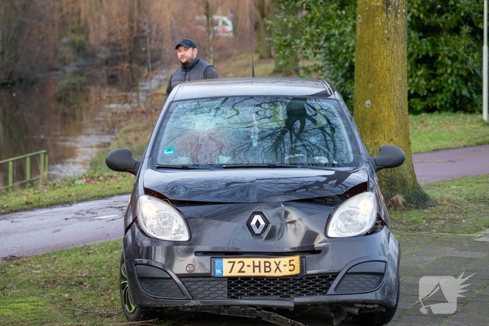 Automobilist rijdt op paal