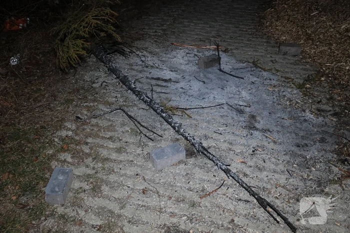 Kerstboom in brand gestoken