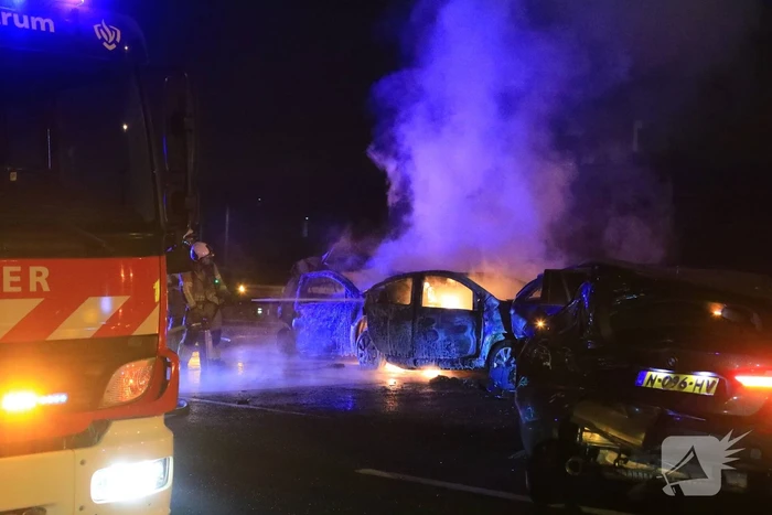 Brand na ernstig ongeval op snelweg