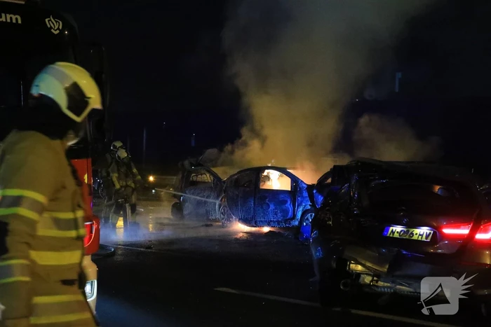 Brand na ernstig ongeval op snelweg