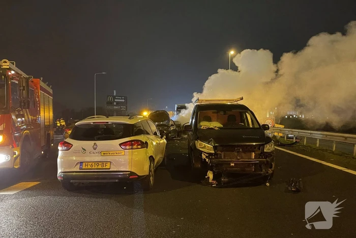 Brand na ernstig ongeval op snelweg