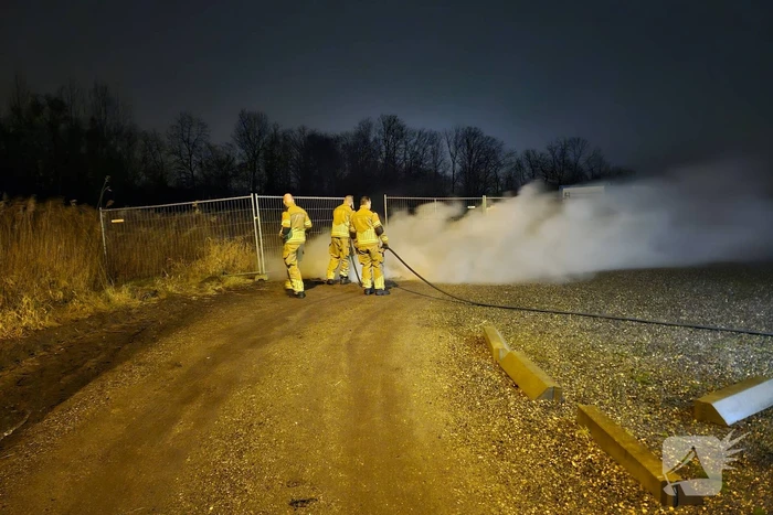 Brandweer blust pallet met afval