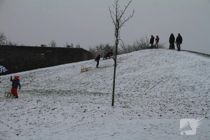 Kinderen hebben lol in de sneeuw