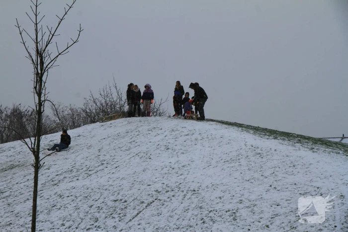 Kinderen hebben lol in de sneeuw