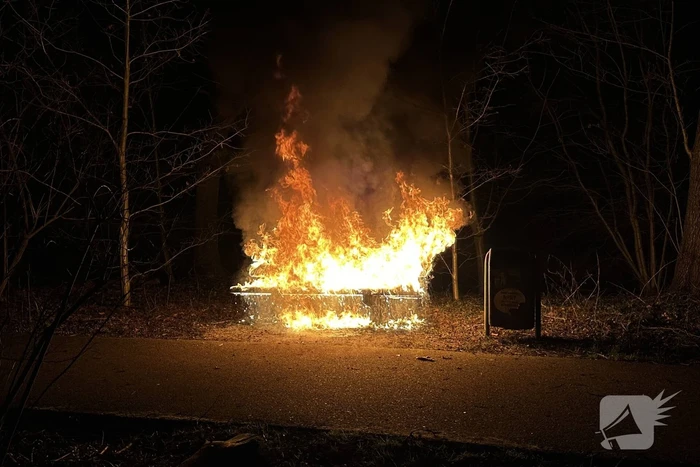 Bank staat volledig in brand