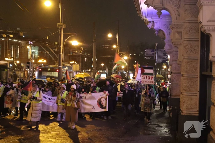 Tientallen mensen maken wandeling door centrum tijdens vredige demonstratie