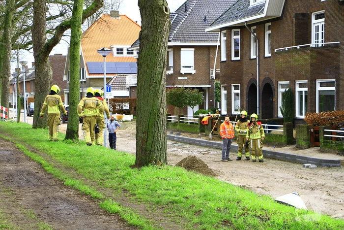 Gasleiding geraakt bij aanleg stoeprand