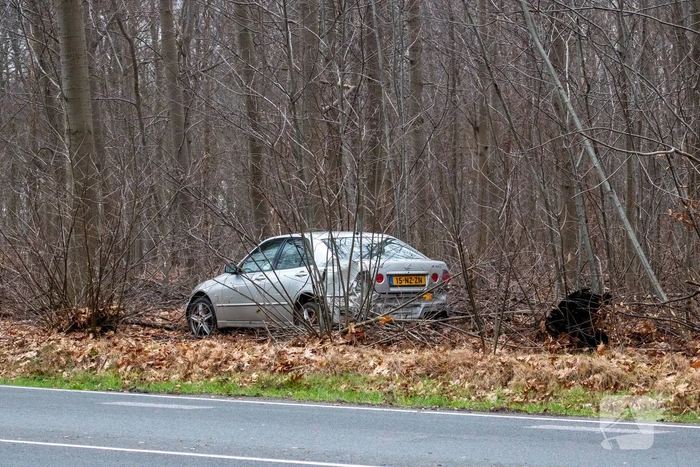 Auto raakt van weg en belandt in de bosschages