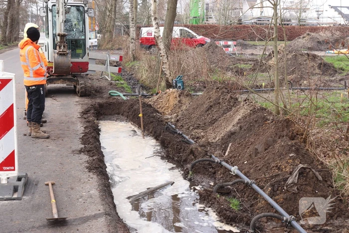 Waterleiding gesprongen bij werkzaamheden