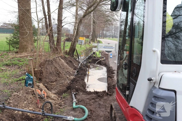 Waterleiding gesprongen bij werkzaamheden
