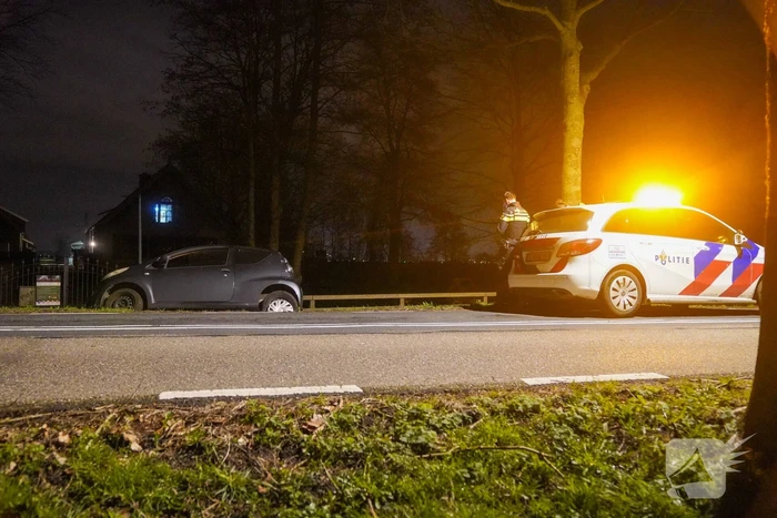 Auto belandt naast weg door kat