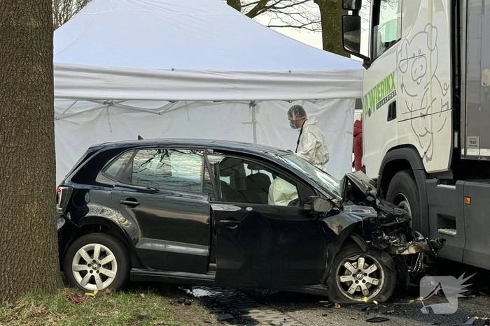 Persoon overleden bij aanrijding tussen personenauto en vrachtwagen