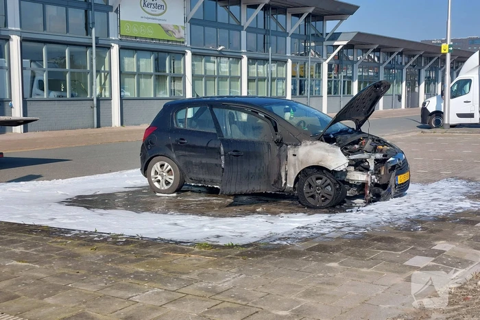 Geparkeerde auto vliegt in brand