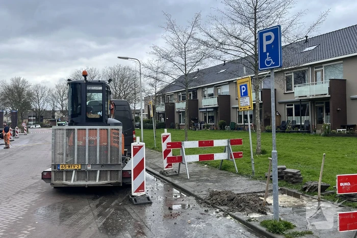 Waterleidingbreuk door graafwerkzaamheden