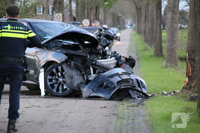 Automobilist botst frontaal op boom