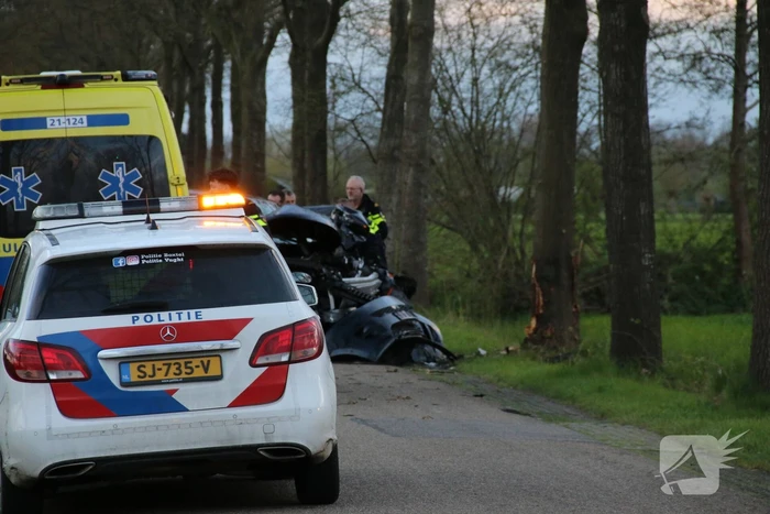 Automobilist botst frontaal op boom