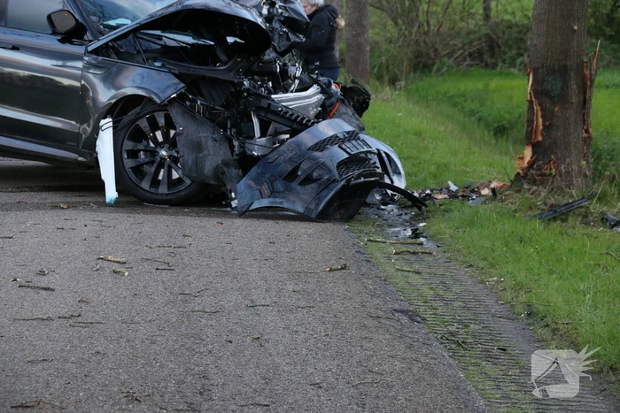 Automobilist botst frontaal op boom