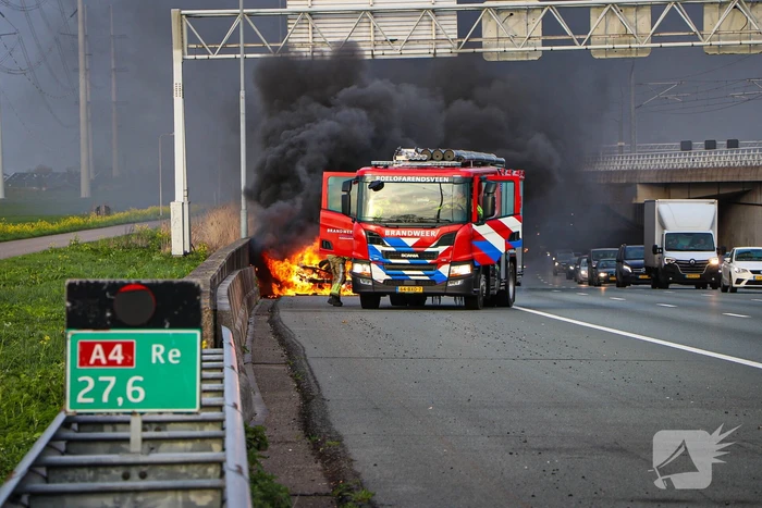 Auto brand volledig af, a4 grotendeels afgesloten