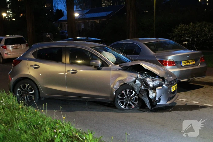 Automobilist ramt geparkeerde auto's
