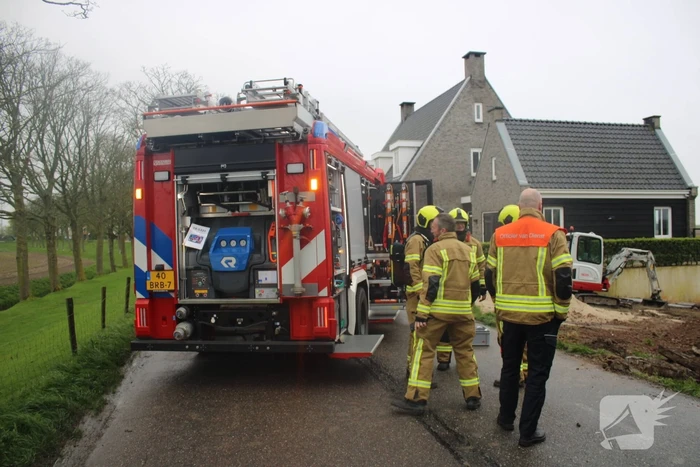 Gasleiding geraakt tijdens graafwerkzaamheden